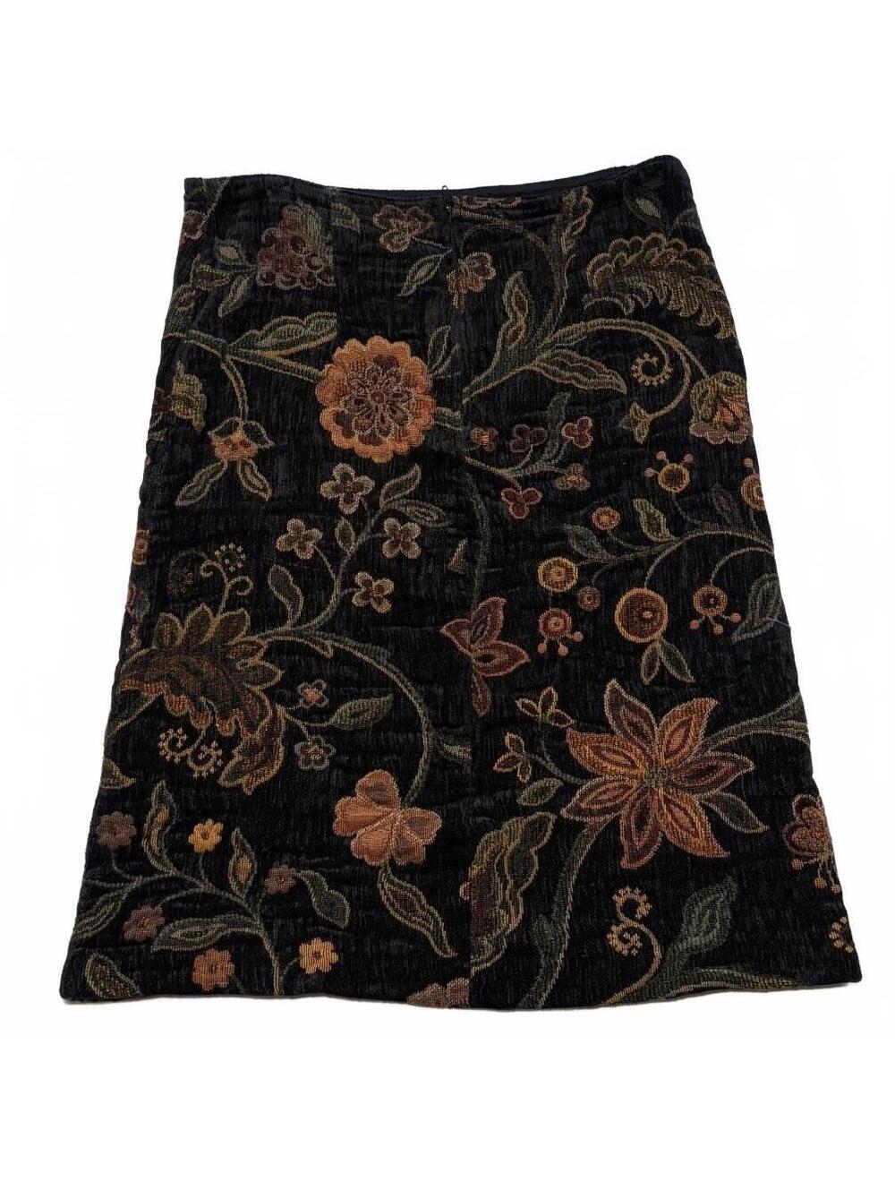 CAbi Vintage Floral Tapestry Skirt Velvet Whimsigoth Dark Academia Boho Chic